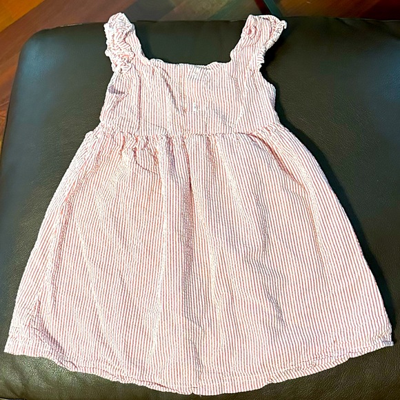 Toddler seersucker summer dress red white striped sizetagmissing readdescription - Picture 9 of 12